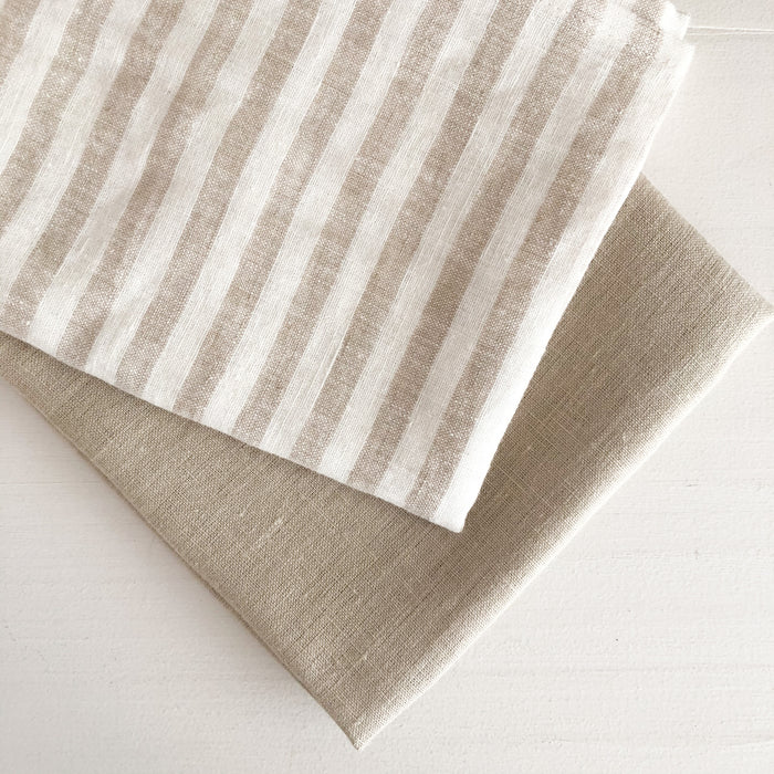 Linen Tea Towel | Natural French Stripe