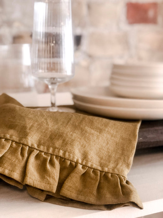 Ruffle Tea Towel | Olive Green