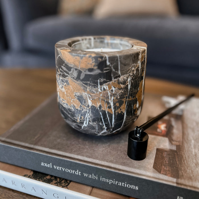 Stone Candle Vessel | Portoro Marble