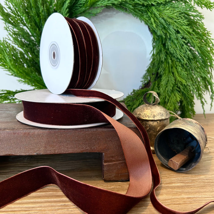 Rich Mocha Velvet Ribbon | 3/8"