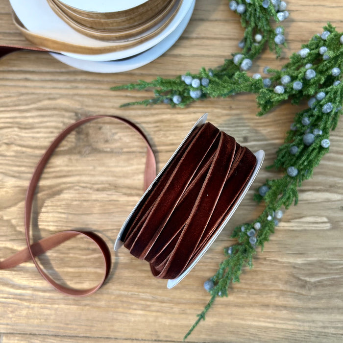 Rich Mocha Velvet Ribbon | 3/8"