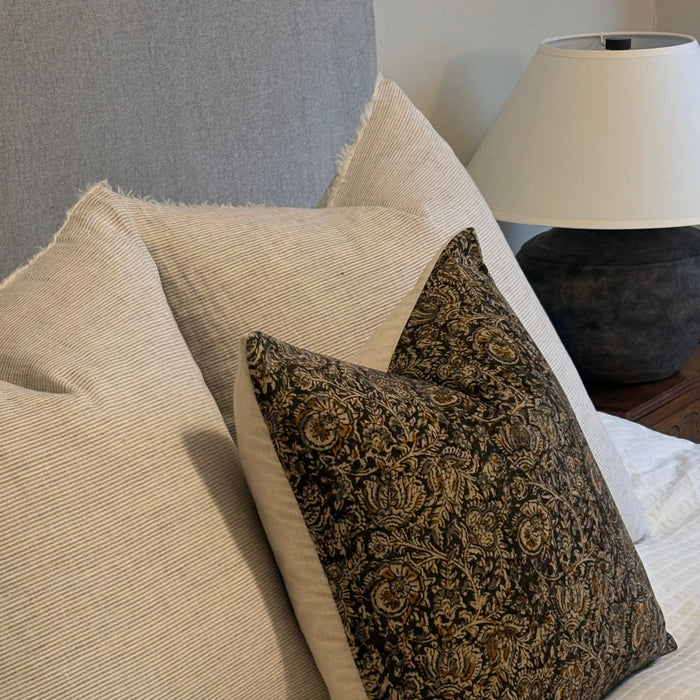 Lina Linen Pillow Grey Stripe | 24 x 24