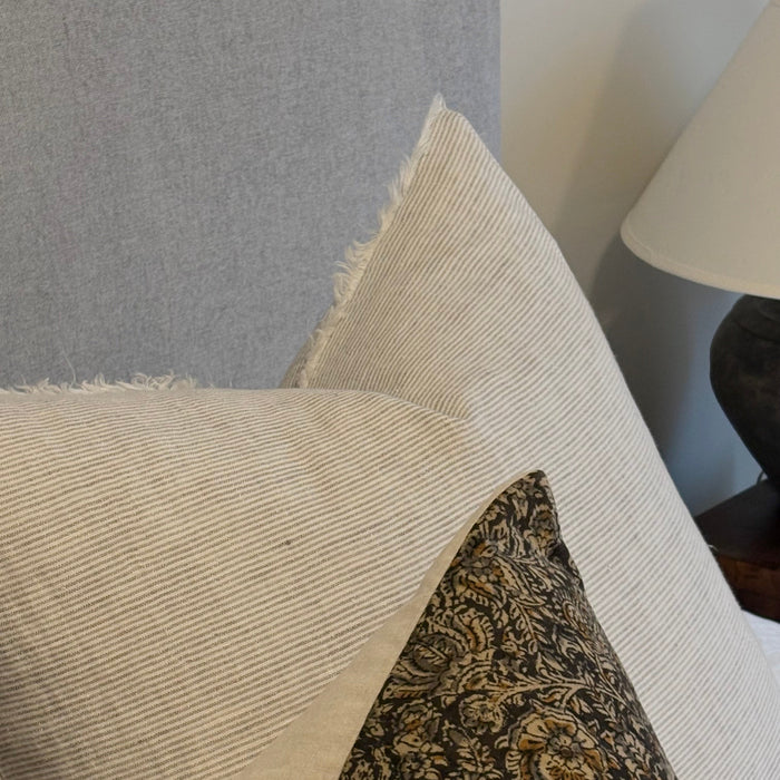 Lina Linen Pillow Grey Stripe | 24 x 24