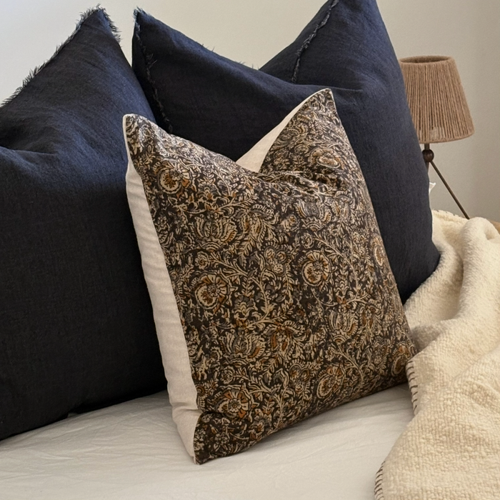 Lina Linen Pillow Charcoal | 24 x 24