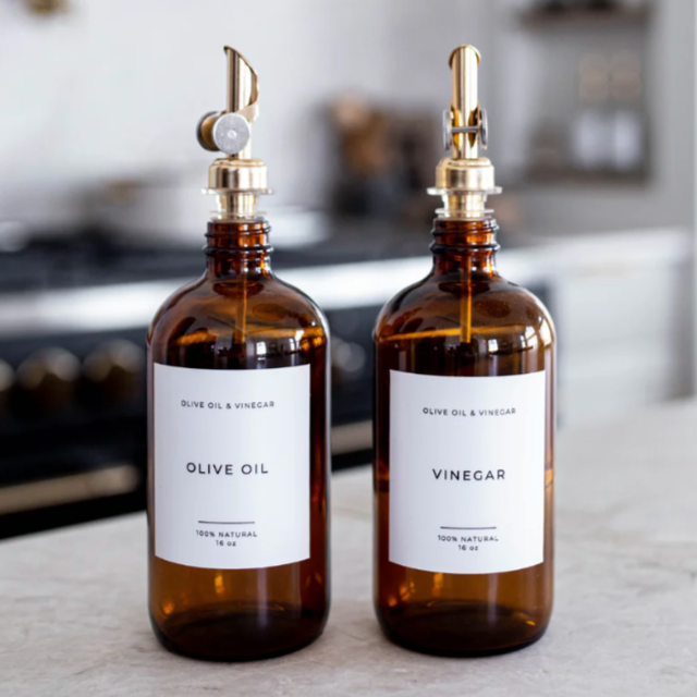 Glass Olive Oil & Vinegar Set | Amber