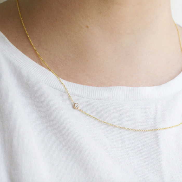 Asymmetrical Diamond Necklace | 14k gold