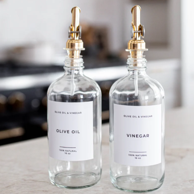 Glass Olive Oil & Vinegar Set | Clear