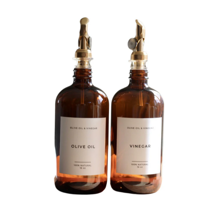 Glass Olive Oil & Vinegar Set | Amber