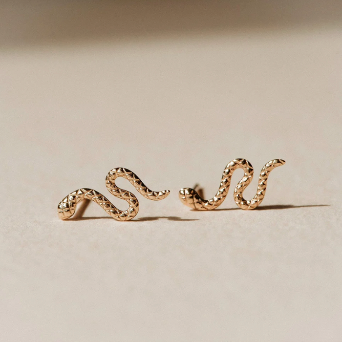 Revival Dainty Snake Earring | 14k gold