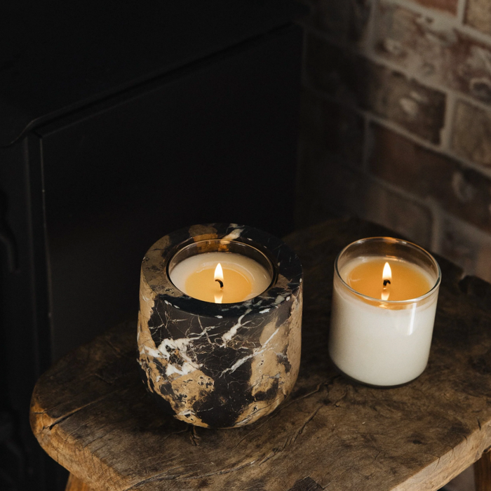 Stone Candle Vessel | Portoro Marble