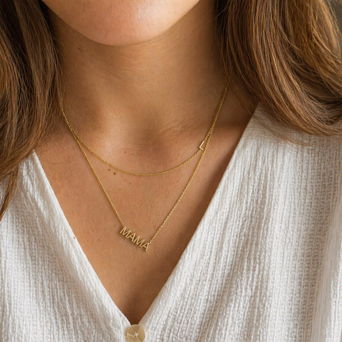 Asymmetrical Initial Necklace | 14k gold